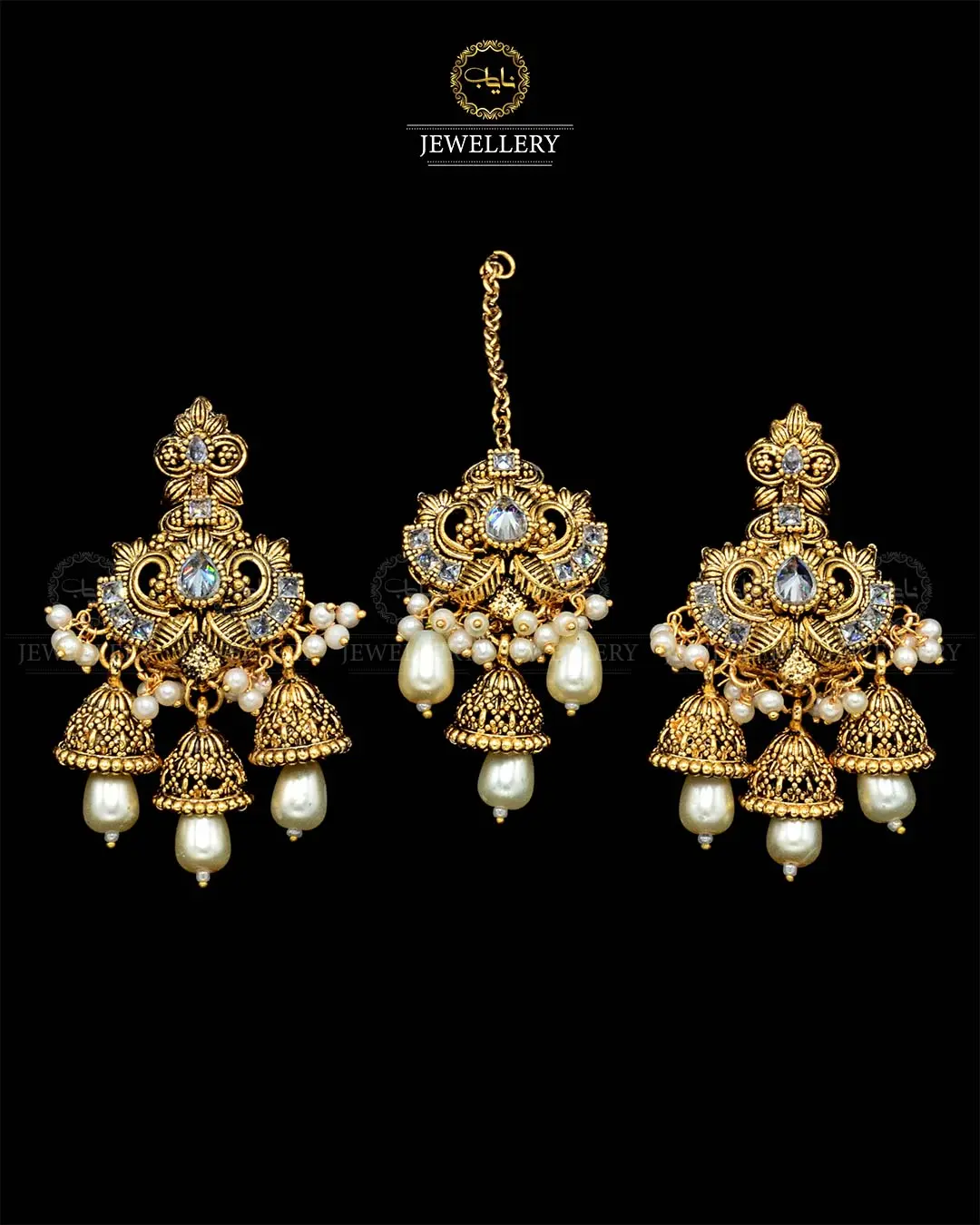 Rajwadi Earrings Tika set NJ-1865-G - Image 4
