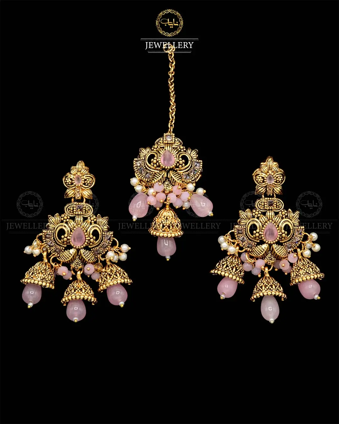 Rajwadi Earrings Tika set NJ-1865-G - Image 5