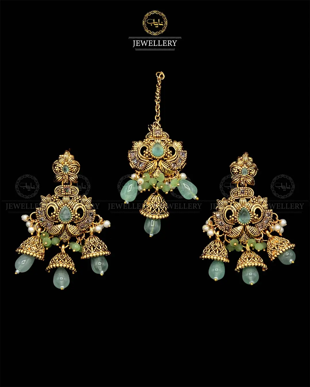 Rajwadi Earrings Tika set NJ-1865-G - Image 6