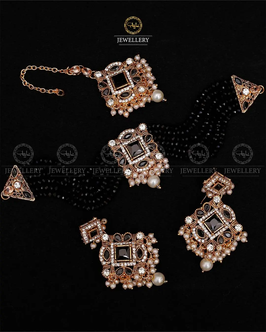 Royal Turkish Chokar set with tika-2112-Golden - Image 8