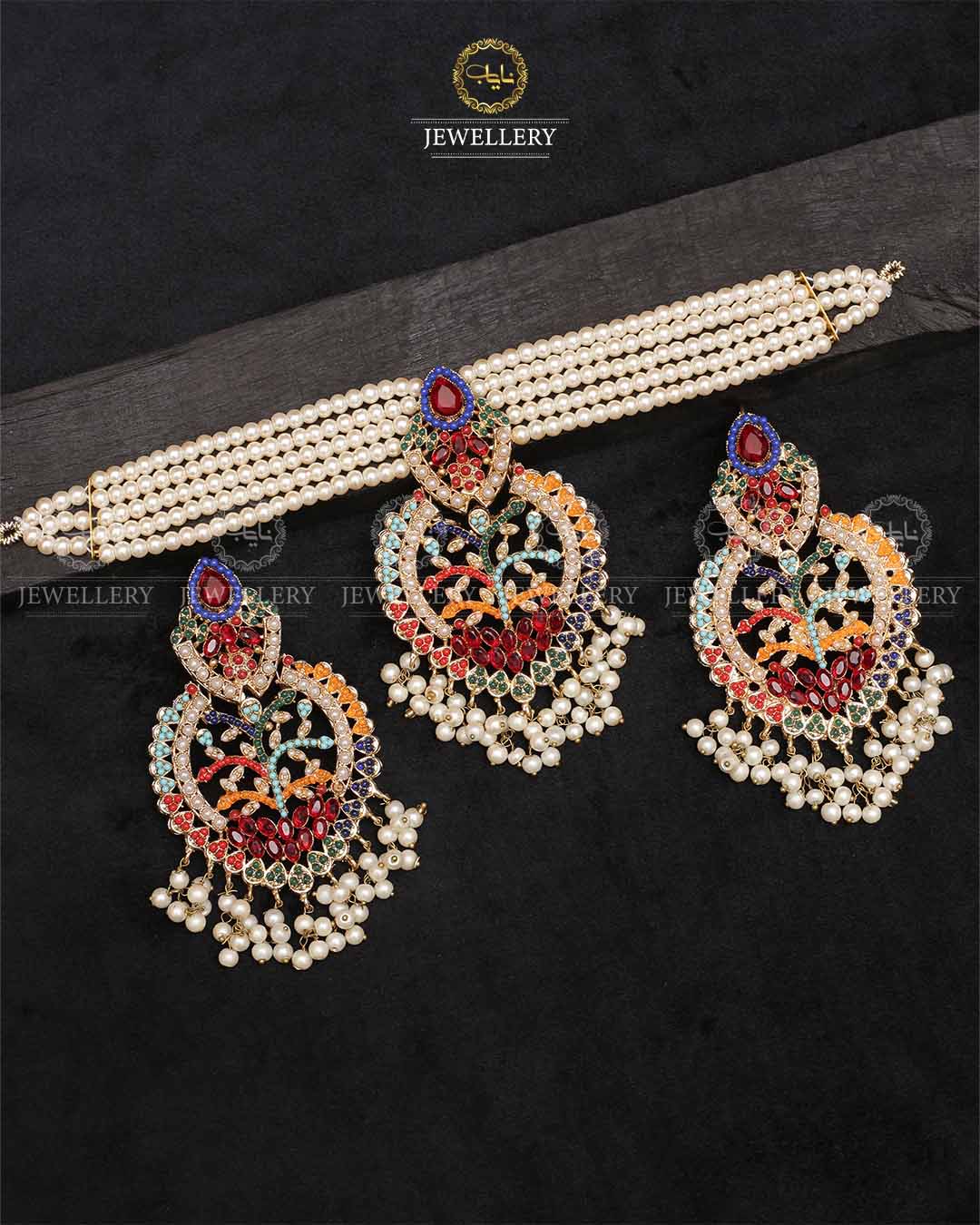Turkish Noratan Chokar with Big size Earrings -2217 - Image 3
