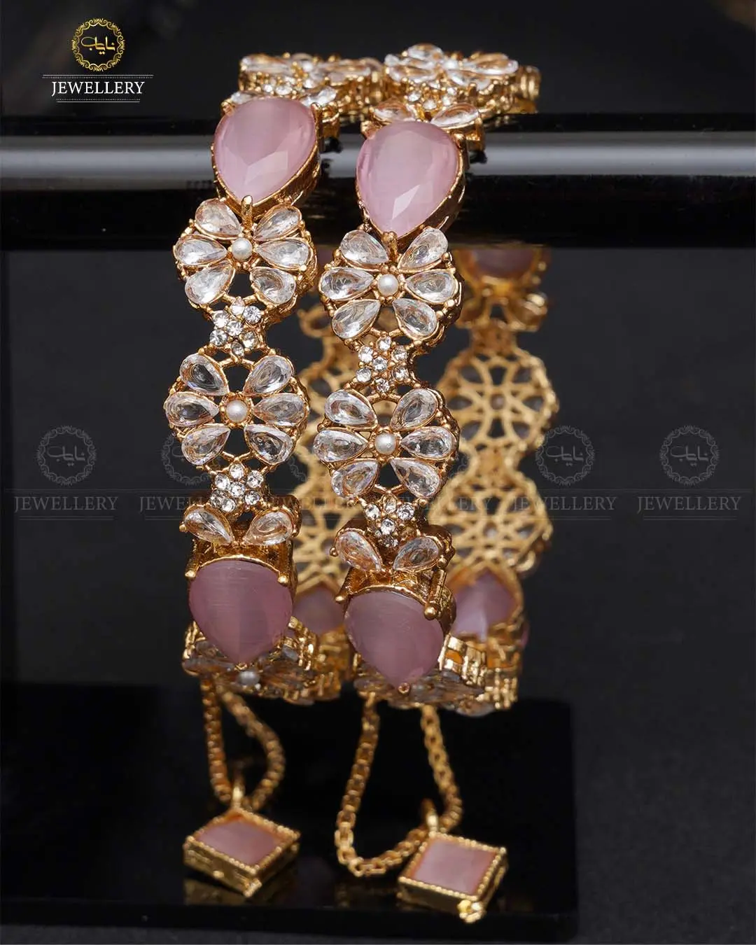 Zarcon Almond Openable Bangles -2029 -Gloden (pair) - Image 3