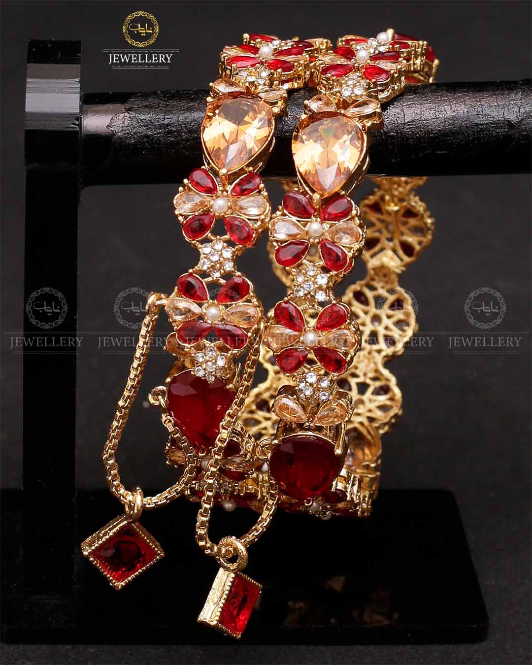 Zarcon Almond Openable Bangles -2029 -Gloden (pair) - Image 5