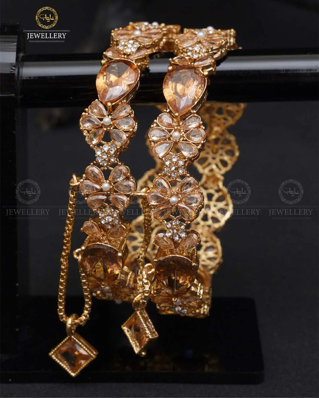 Zarcon Almond Openable Bangles -2029 -Gloden (pair) - Image 6