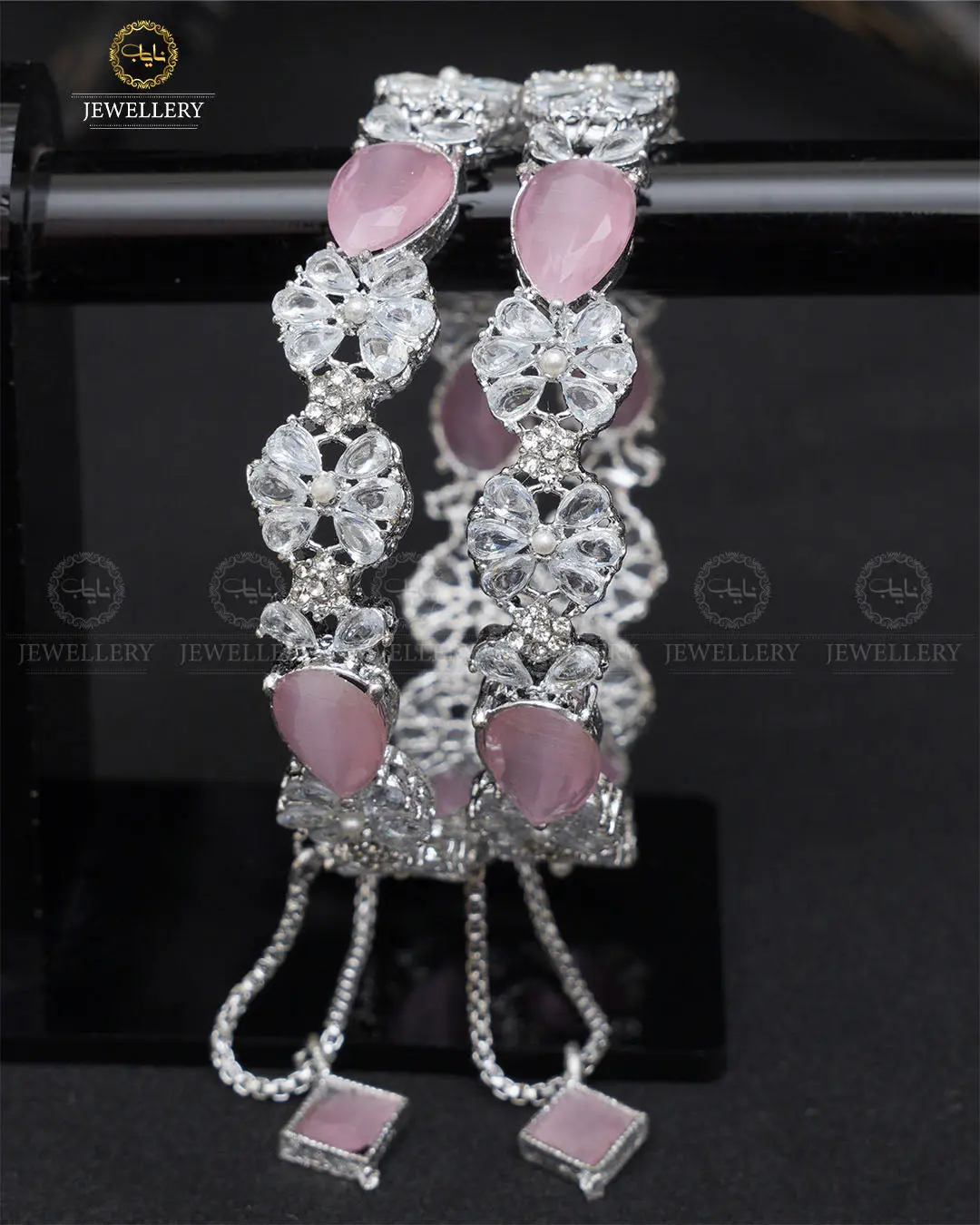 Zarcon Almond Openable Bangles -2029 -Silver (pair) - Image 3