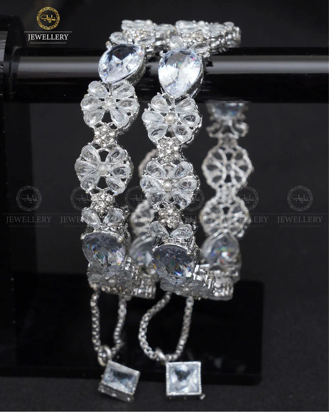 Zarcon Almond Openable Bangles -2029 -Silver (pair) - Image 4