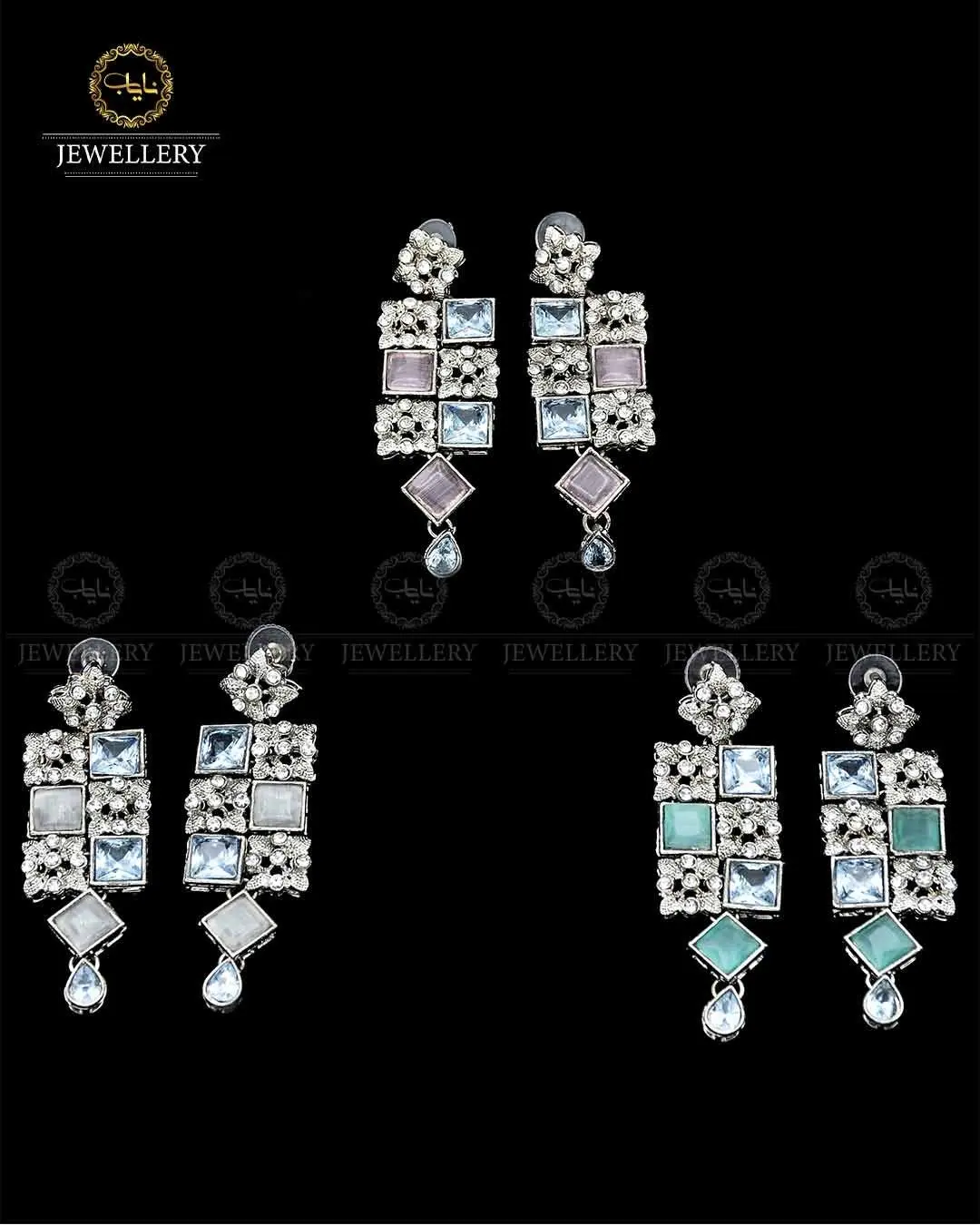 Zarcon Earrings  NJ-1754-Silver - Image 3